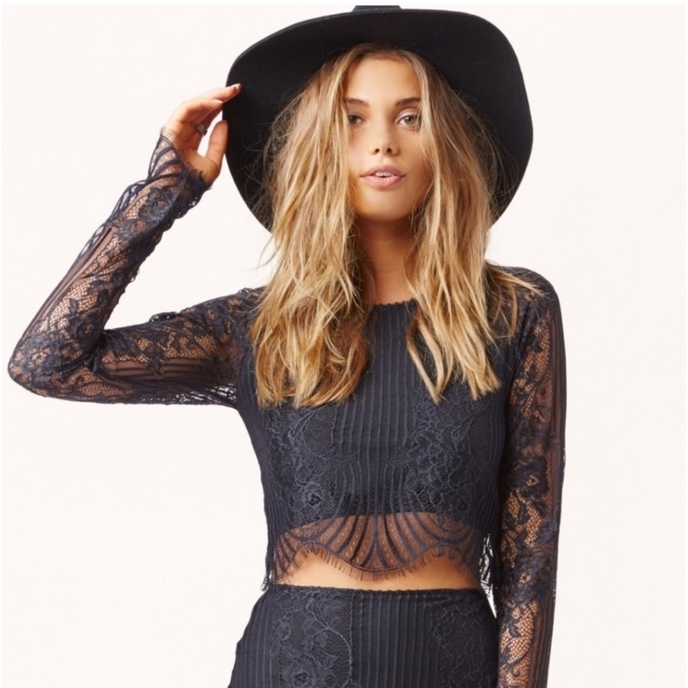For Love and Lemons Black Crop Top